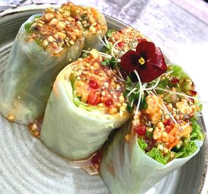 Summer rolls with chilli sauce at Chaophraya in Leeds