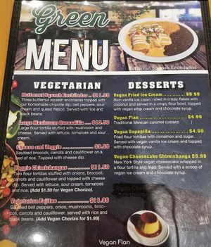 Menu as of September 8th 2019 at La Fiesta Chatham in Springfield