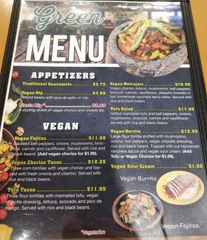 Menu as of September 8th 2019 at La Fiesta Chatham in Springfield