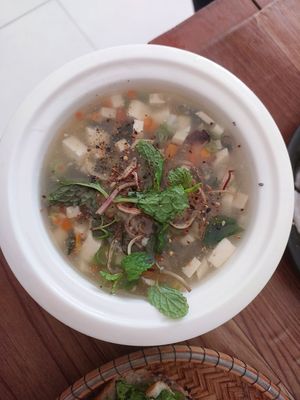 Mushroom and tofu soup #Veganuary at Chay Corner in Da Nang