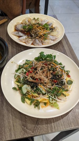 super spicy salad + boiled dumpling assortment at Chay Corner in Da Nang