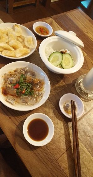 Traditional dumplings and soft peas fried dumplings at Chay Corner in Da Nang
