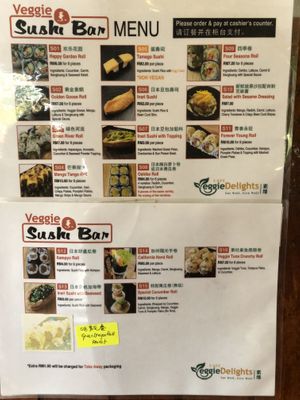 Menu at Veggie Delights in Ipoh