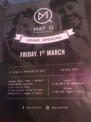 Details at May Q in Adelaide