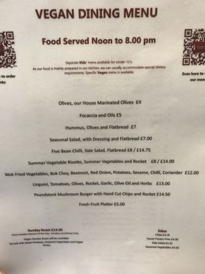 This is the menu at The Welly on a recent visit. I had the focaccia and the linguine which was delicious. at The Wellington Hotel in Boscastle