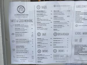 Menu at La Manufacture in Basel
