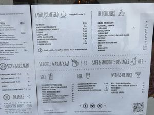 Menu at La Manufacture in Basel