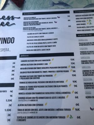 Menu at Stressfree in Vila Nova De Milfontes
