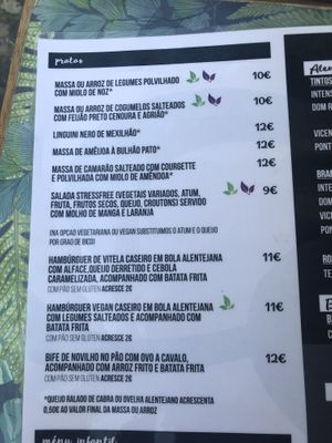 Menu at Stressfree in Vila Nova De Milfontes