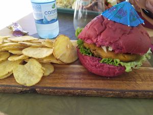 Vegan burger at Stressfree in Vila Nova De Milfontes
