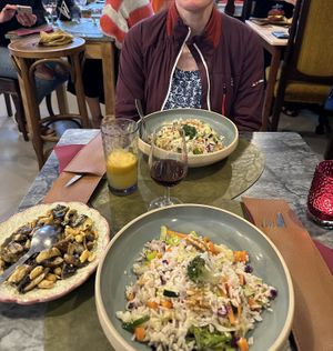 Vegetable and rice. With a side of wild mushrooms and peanuts   at Stressfree in Vila Nova De Milfontes