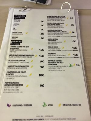 Menu  at Stressfree in Vila Nova De Milfontes