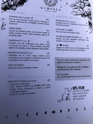 Menu   at Nymphea in Porto-vecchio
