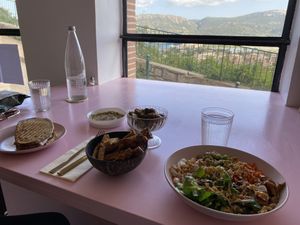 Panini, hummus, potatoes and bowl  at Nymphea in Porto-vecchio