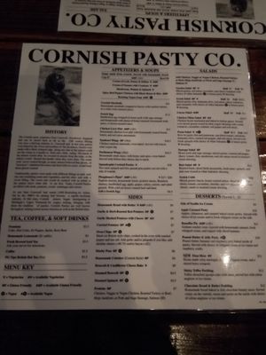 Vegan options are clearly marked  at Cornish Pasty Co in Flagstaff