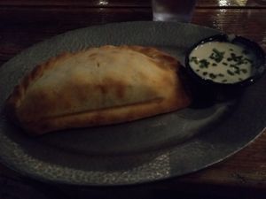 Vegan Guinness stew pasty was good, although my husband's vegan pot pie was better. HUGE and filling, did not finish sadly!  at Cornish Pasty Co in Flagstaff