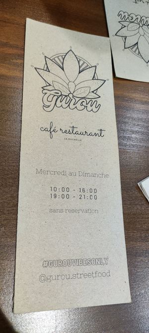 Menu at Gurou Street Food in La Rochelle