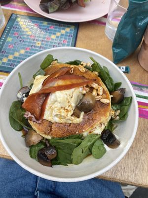 Pancakes with mozza and bacon  at Gurou Street Food in La Rochelle