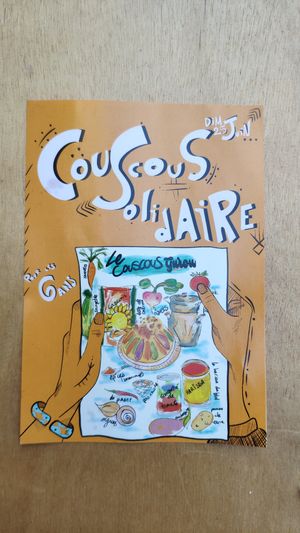 Flyer announcing Solidarity Couscous at Gurou Street Food in La Rochelle