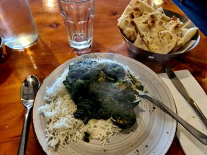 Saag with Mushrooms at Curry Leaf in Onehunga