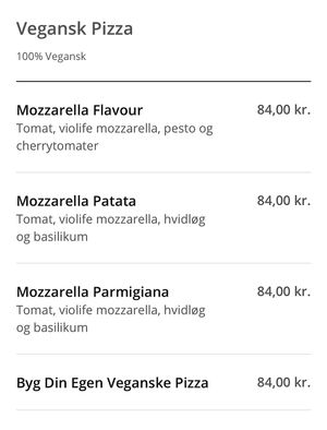 Vegan menu 🍕  at La Rucola in Helsingoer