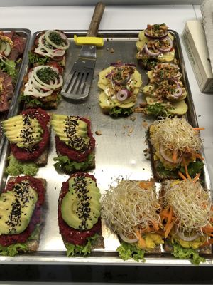 The vegan options  at Lillians Smørrebrød in Copenhagen