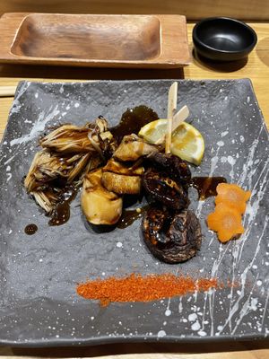 Grilled mushrooms, with tare. at Tane Vegan Izakaya in Honolulu