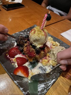 Apple miso cake with pistachio ice cream  at Tane Vegan Izakaya in Honolulu
