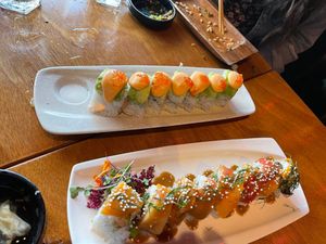 Sunshine roll and Ewa roll at Tane Vegan Izakaya in Honolulu