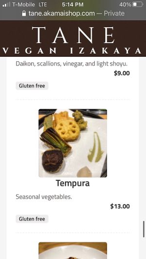  at Tane Vegan Izakaya in Honolulu