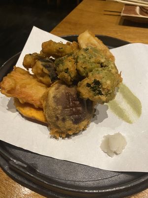 Tempura vegetables   at Tane Vegan Izakaya in Honolulu