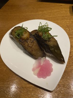 Eggplant nigiri   at Tane Vegan Izakaya in Honolulu