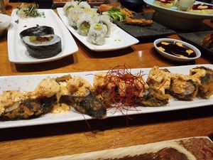 We might have gone nuts with the ordering. at Tane Vegan Izakaya in Honolulu