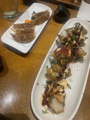 Gyoza and the wedge   at Tane Vegan Izakaya in Honolulu