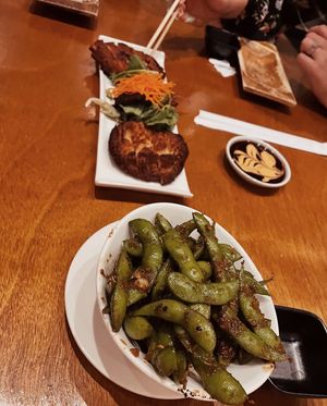 Edamame and Vegan katsu  at Tane Vegan Izakaya in Honolulu