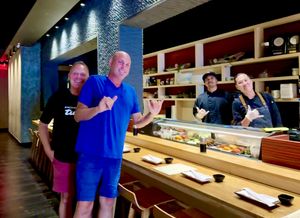 Happpppy customers with owner and chef  at Tane Vegan Izakaya in Honolulu