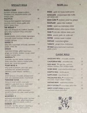 Menu  at Tane Vegan Izakaya in Honolulu