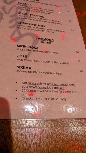 Grilled foods at Tane Vegan Izakaya in Honolulu