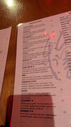 Specialty rolls at Tane Vegan Izakaya in Honolulu