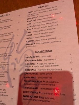 Nigiri and classic rolls at Tane Vegan Izakaya in Honolulu