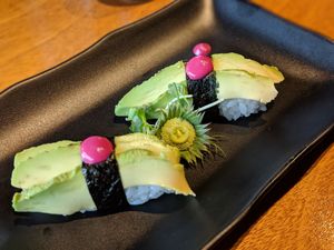 Avocado Nigiri at Tane Vegan Izakaya in Honolulu