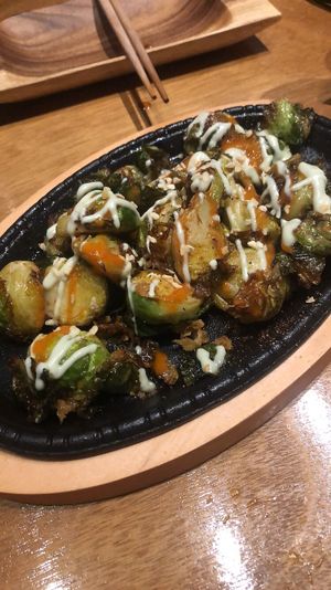 Brussels with wasabi aioli at Tane Vegan Izakaya in Honolulu