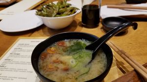 Mushroom Miso soup and Wakame Sunomono at Tane Vegan Izakaya in Honolulu