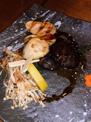 Grilled mushrooms (so good we ordered another plate) at Tane Vegan Izakaya in Honolulu