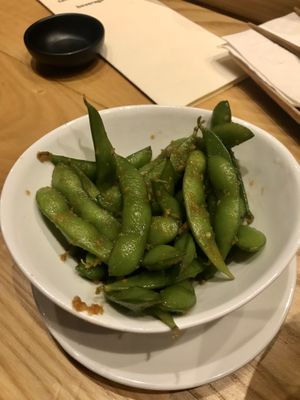 Garlic edamame  at Tane Vegan Izakaya in Honolulu