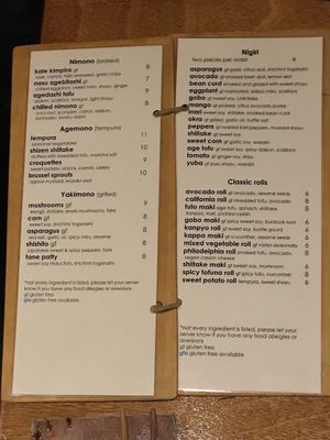 Menu 2/3 at Tane Vegan Izakaya in Honolulu
