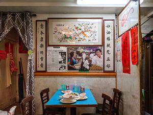 Inside of Lucky Creation (painting of kitchen) at Lucky Creation Vegetarian in San Francisco