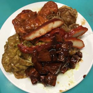 Mixed faux meat plate at Lucky Creation Vegetarian in San Francisco