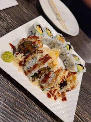 Peanut avocado roll and Korean roll at Hana Japanese Cuisine in Merrimack