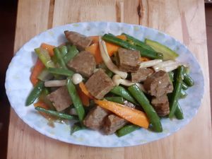 Tempeh with vegetables at Ginger Home in Sapa